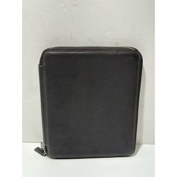 Levenger Tablet Ipad 3rd 4th generation Leather Zip Folio Case Brown - Picture 2 of 9